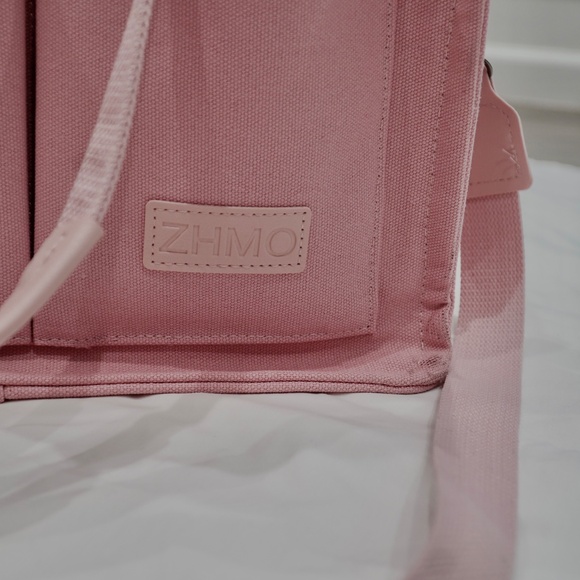 Tote Bag for Women with Compartments, Large Canvas Tote Pink ZHMO laptop bag - Picture 3 of 16